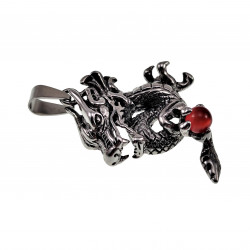 60cm Jasseron-ketting + Drakenhanger Rode Kattenoogsteen Unisex RVS