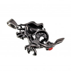 60cm Jasseron-ketting + Drakenhanger Rode Kattenoogsteen Unisex RVS