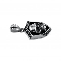 56mm x 30mm Schedel Hanger Heren - Gepolijst RVS - Grote Schildhanger met 3D-Schedelkop - Biker Hanger