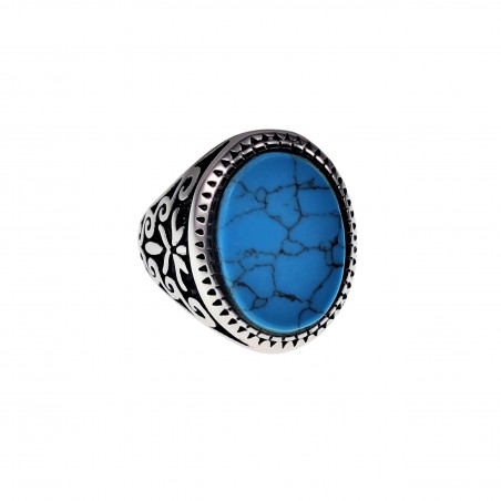 Ovale Zegelring Heren - RVS - Ring met Natuurlijke Turquoise Steen
