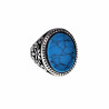Ovale Zegelring Heren - Gepolijst RVS - Ring met Natuurlijke Turquoise Steen