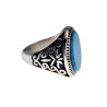 Ovale Zegelring Heren - Gepolijst RVS - Ring met Natuurlijke Turquoise Steen