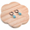 ∅14mm x 2,5mm Oorringen Dames - Zilverkleur RVS - Blauwe Chalcedoon Drop Stone Dangle Oorbellen