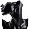 ∅14mm x 2,5mm Oorringen Dames - Verguld RVS - Blauwe Chalcedoon Drop Stone Dangle Oorbellen