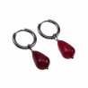 Oorringen Dames - Gepolijst RVS - Rode Jade Drop Stone Dangle Oorbellen