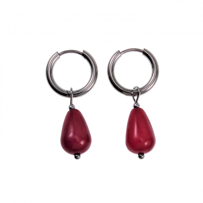 Oorringen Dames - Gepolijst RVS - Rode Jade Drop Stone Dangle Oorbellen Oorringen Dames - Gepolijst RVS - Rode Jade Drop Stone Dangle Oorbellen
