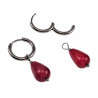 Oorringen Dames - Gepolijst RVS - Rode Jade Drop Stone Dangle Oorbellen