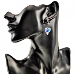 Lange Oorbellen Dames - Hart Design - Gepolijst RVS - Oorringen met kleurrijk-Transparante Kristal Hanger