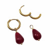 ∅14mm x 2mm Oorringen Dames - Verguld RVS - Rode Jade Drop Stone Dangle Oorbellen