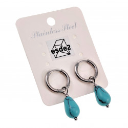 Oorringen Dames - Gepolijst RVS - Turquoise Drop Stone Dangle Oorbellen