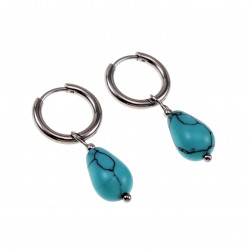 Oorringen Dames - Gepolijst RVS - Turquoise Drop Stone Dangle Oorbellen