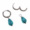 Oorringen Dames - Gepolijst RVS - Turquoise Drop Stone Dangle Oorbellen
