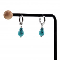 Oorringen Dames - Gepolijst RVS - Turquoise Drop Stone Dangle Oorbellen