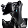 Oorringen Dames - Gepolijst RVS - Turquoise Drop Stone Dangle Oorbellen