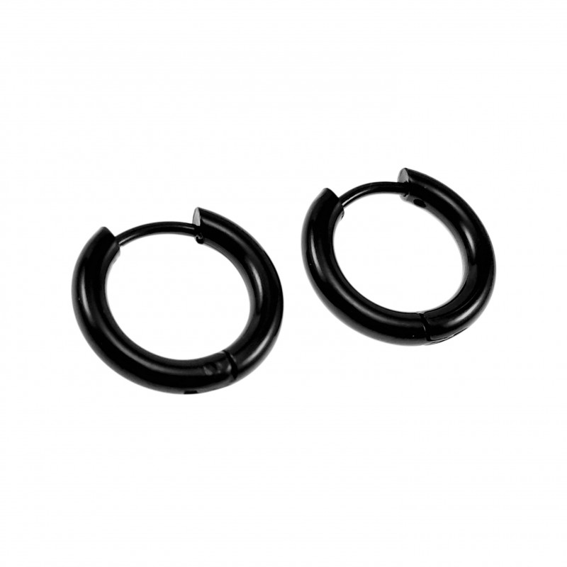 ∅15mm x 2,5mm Oorringen Unisex - Zwarte PVD-Coating RVS - Oorbellen ∅15mm x 2,5mm Oorringen Unisex - Zwarte PVD-Coating RVS - Oorbellen