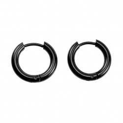 ∅15mm x 2,5mm Oorringen Unisex - Zwarte PVD-Coating RVS - Oorbellen