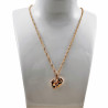Dames - Rope Oval Ketting met Babyvoetjes Hanger - Rose Gold Plated