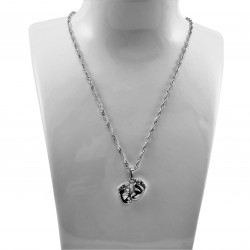 Dames - Rope Oval Ketting met Babyvoetjes Hanger - Gerhodineerd