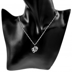 Dames - Rope Oval Ketting met Babyvoetjes Hanger - Gerhodineerd