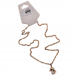Dames - Rope Oval Ketting met Babyhandje Hanger - Rose Gold Plated