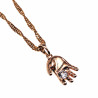 Dames - Rope Oval Ketting met Babyhandje Hanger - Rose Gold Plated