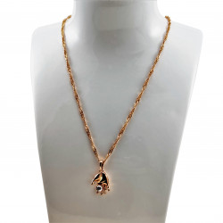 Dames - Rope Oval Ketting met Babyhandje Hanger - Rose Gold Plated