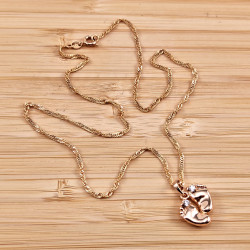 Dames - Rope Oval Ketting met Babyvoetjes Hanger - Rose Gold Plated