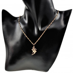 Dames - Rope Oval Ketting met Dolfijnen Hanger - Rose Gold Plated