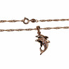 Dames - Rope Oval Ketting met Dolfijnen Hanger - Rose Gold Plated