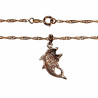 Dames - Rope Oval Ketting met Dolfijnen Hanger - Rose Gold Plated