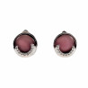 Oorclips Dames - Roze Cabochon Clip-on Oorbellen met Strass - 16 mm Ronde Oorclips