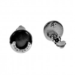 Oorclips Dames - Clip-on Oorbellen met Zwarte Cabochon en Strass
