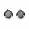 Oorclips Dames - Clip-on Oorbellen met Lichtgrijze Cabochon en Strass