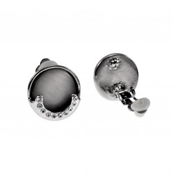 Oorclips Dames - Clip-on Oorbellen met Lichtgrijze Cabochon en Strass