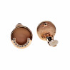Oorclips Dames - Beige Cabochon Clip-on Oorbellen met Strass - 16 mm Ronde Roségoudkleur Oorclips