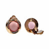 Roségoudkleur Oorclips - Clip-on Oorbellen met Roze Cabochon en Strass
