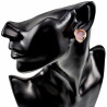 Roségoudkleur Oorclips - Clip-on Oorbellen met Roze Cabochon en Strass