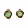 Roségoudkleur Oorclips - Clip-on Oorbellen met Groene Cabochon en Strass