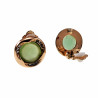 Roségoudkleur Oorclips - Clip-on Oorbellen met Groene Cabochon en Strass