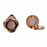 Roségoudkleur - Clip-on Oorbellen met Donkerpaarse Cabochon en Strass