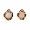 Roségoudkleur Oorclips Dames met Strass - Lichtbeige Cabochon Clip-on Oorbellen Dames - 18mm Ronde Oorclips met Strass