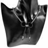 RVS Ketting met Zwarte Schelpparels Strik - Verstelbaar 50cm tot 55cm