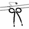 RVS Ketting met Zwarte Schelpparels Strik - Verstelbaar 50cm tot 55cm