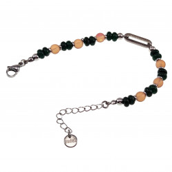 16cm tot 20cm RVS Kralenarmband Bruinen Kristallen - Groenen Jadesteen