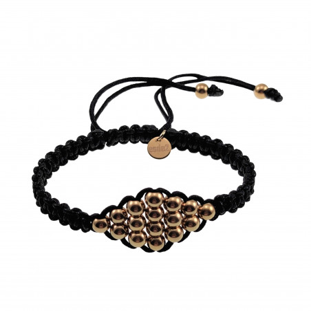 RVS Goudkleur - Zwarte Macramé Armband - Verstelbaar - Handgemaakt