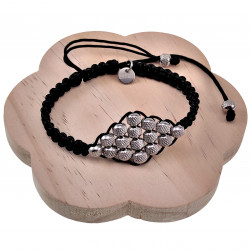 16cm tot 21cm Handgemaakt Zwarte Macramé Armband met RVS Ruit-Design