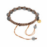 15cm - 19cm Lichtbruin Nylon Macramé Armband met Matgrijze Kristallen