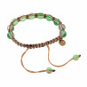 15cm - 19cm Lichtbruin Nylon Macramé Armband met Matgroene Kristallen