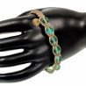 15cm - 19cm Lichtbruin Nylon Macramé Armband met Matgroene Kristallen