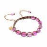 15cm - 19cm Lichtbruin Nylon Macramé Armband met Mat Paarse Kristallen